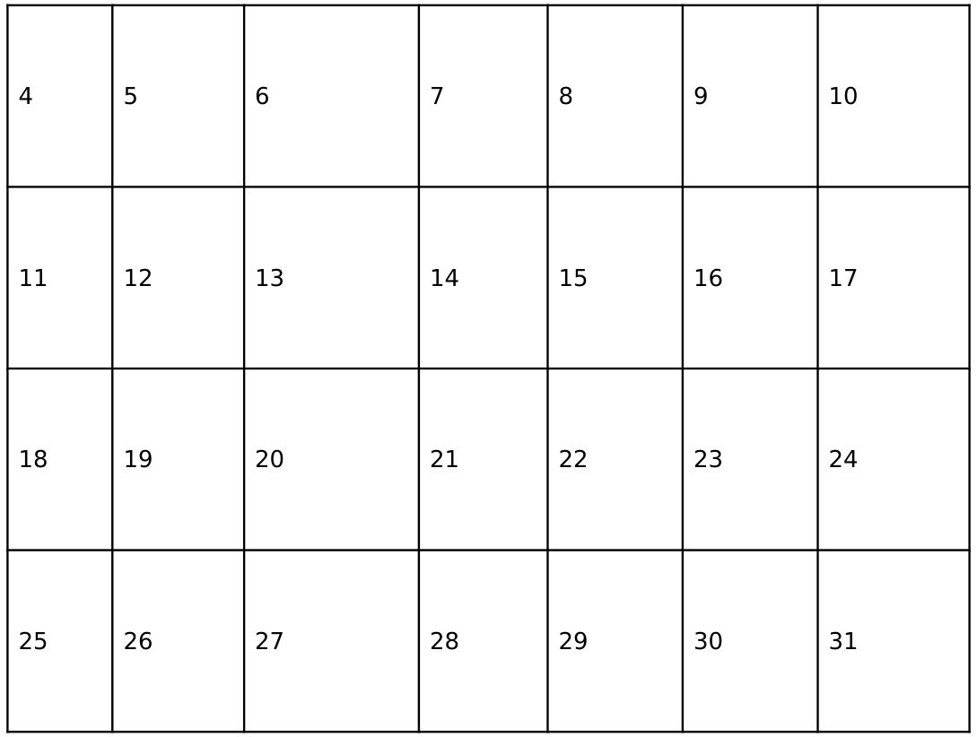Resto del calendario de mayo de 2026: semanas del lunes 4 al domingo 31.